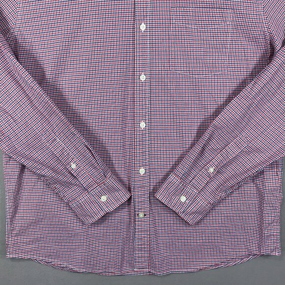 Gap Untucked Shirt Men's XL Red White Blue Check Button Down Long Sleeve Stretch - Picture 6 of 12